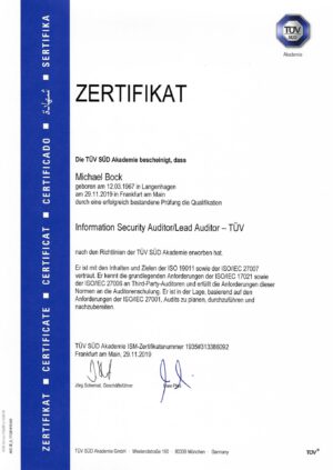 Auditor TÜV Süd Frankfurt