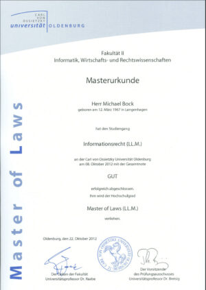 Masterurkunde mit Siegel